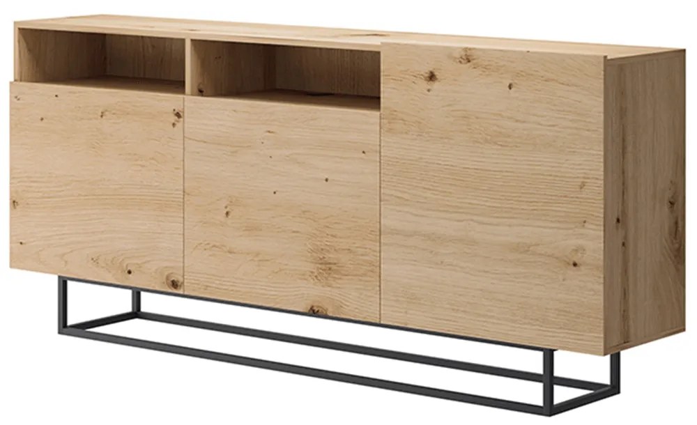 Komoda Svaren EK 180 (dub artisan + čierna). Vlastná spoľahlivá doprava až k Vám domov. 809529