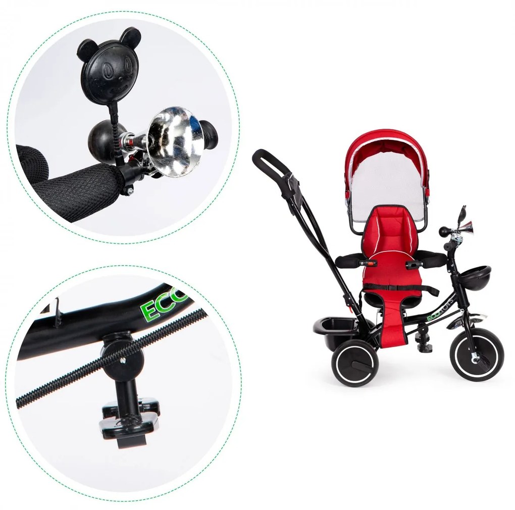 Detská trojkolka - kočík Ecotoys BeBe červená