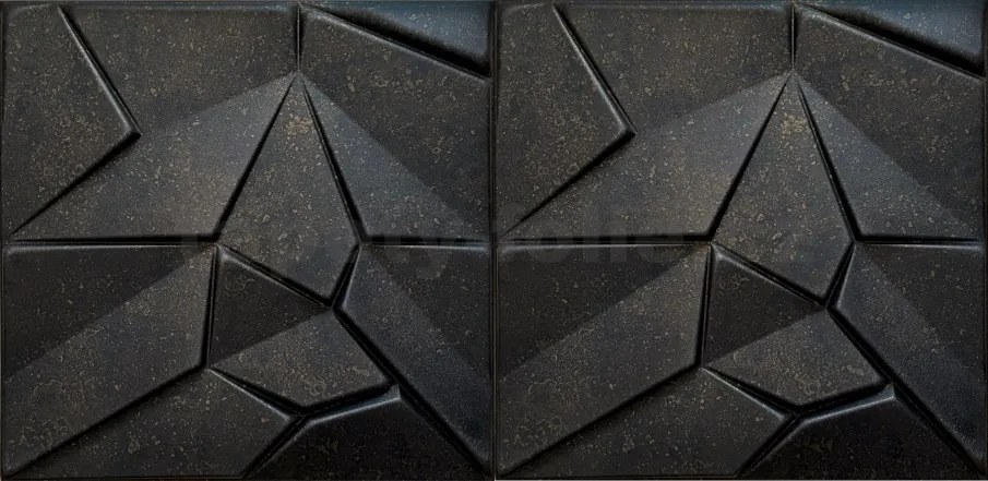 3D panel 0071, cena za kus, rozmer 50 cm x 50 cm, MERKUR beton čierno-zlatý, IMPOL TRADE