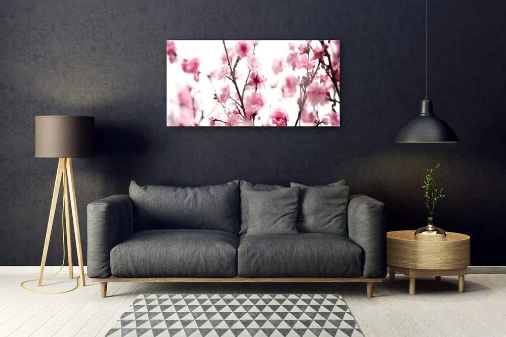 Obraz na skle Vetvy kvety rastlina 140x70 cm