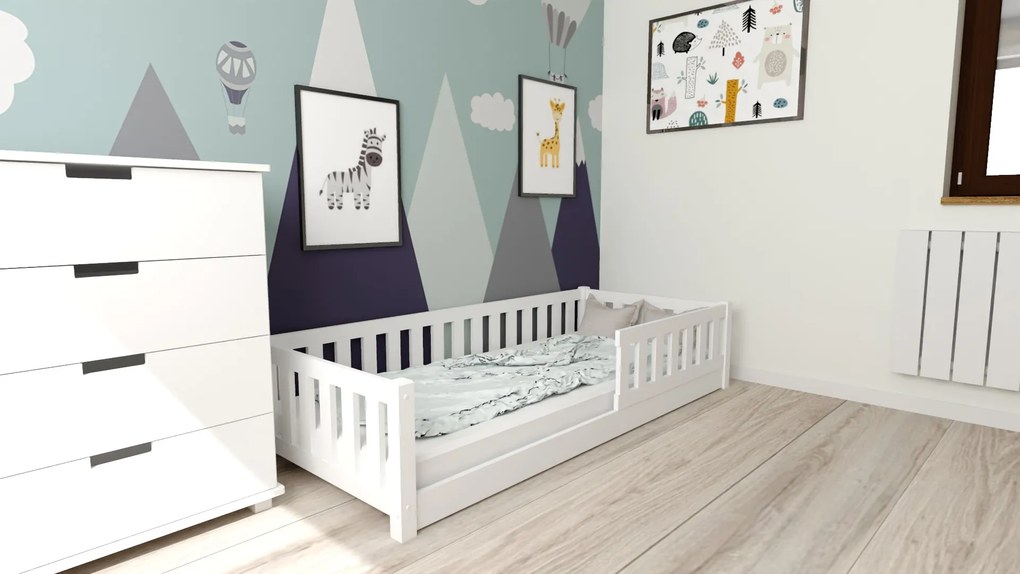 Detská Montessori posteľ PINELO 90 x 200 cm, biela Rošt: Bez roštu, Matrac: Matrac Coco Maxi 20 cm