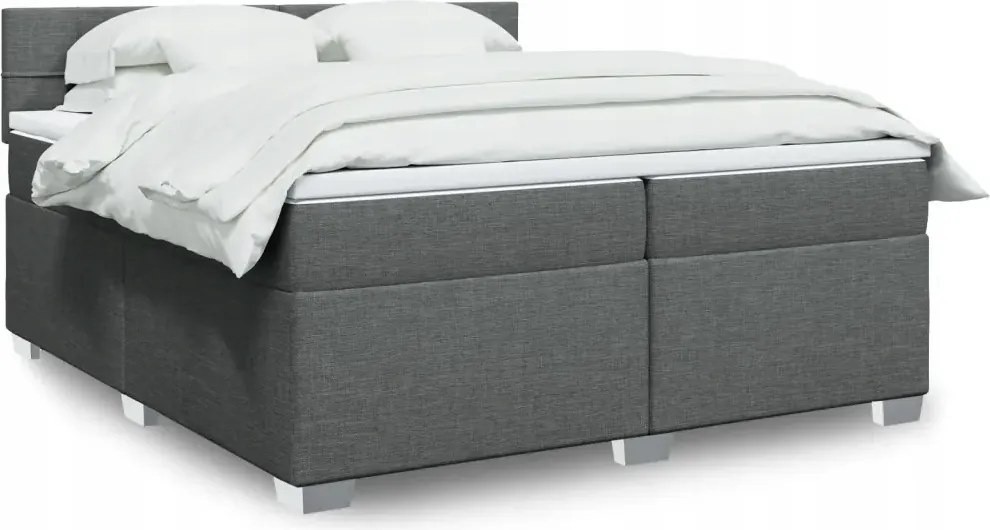 vidaXL Boxspring posteľ s matracom tmavosivá 200x200 cm látka
