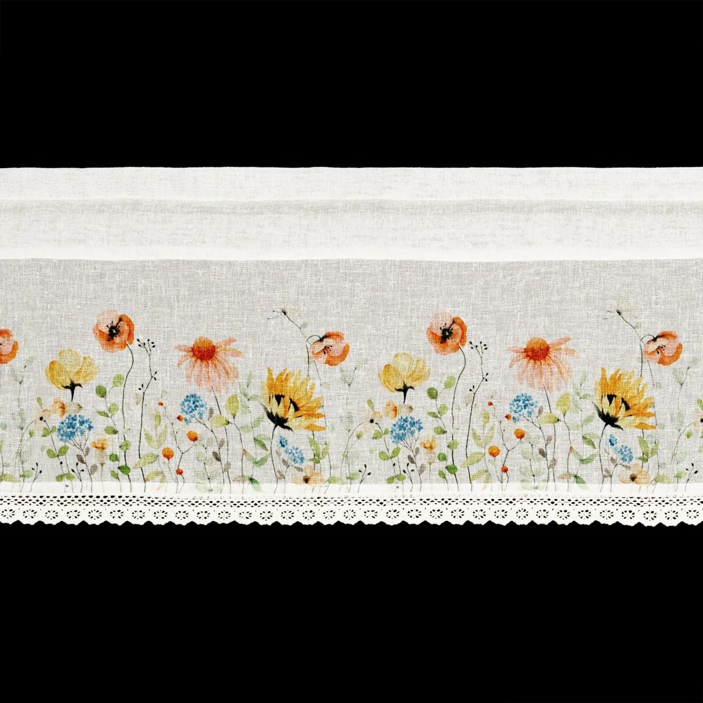 KRÁTKA ZÁCLONA NA PÁSKE NATI 150X30 CM KVETY