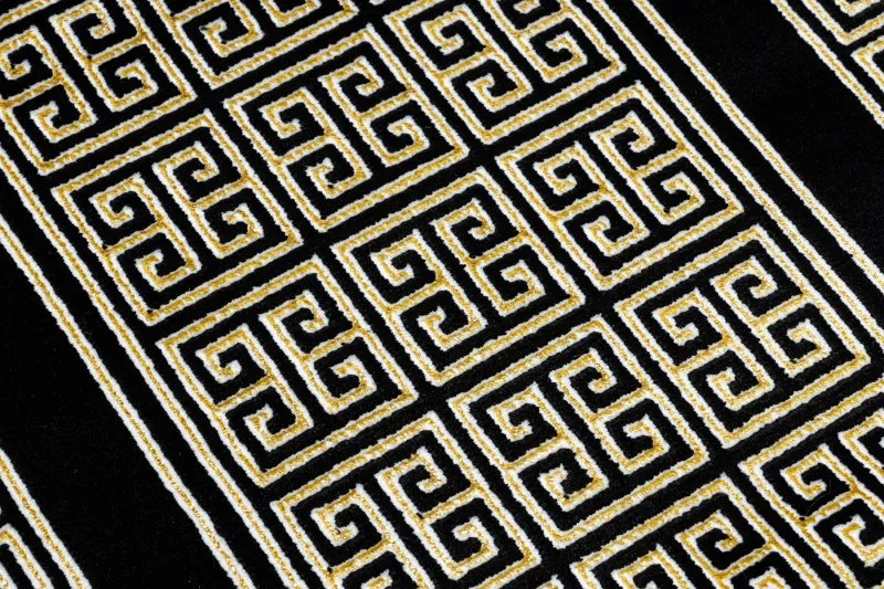 Dywany Łuszczów, Koberec behúň Gloss 6776 86 greek black/gold, 60x300, žltá, kancelária