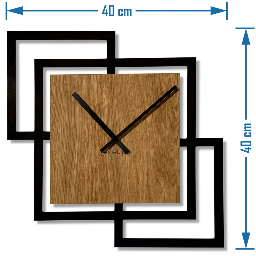 Dekorstudio Moderné drevené hodiny na stenu SQUARES