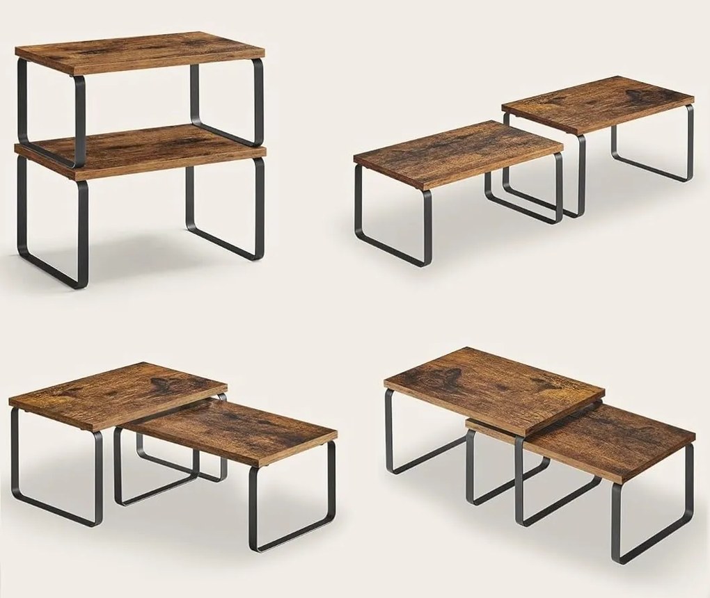 Sada 2 ks kuchynských políc GINGER čierna/starý dub