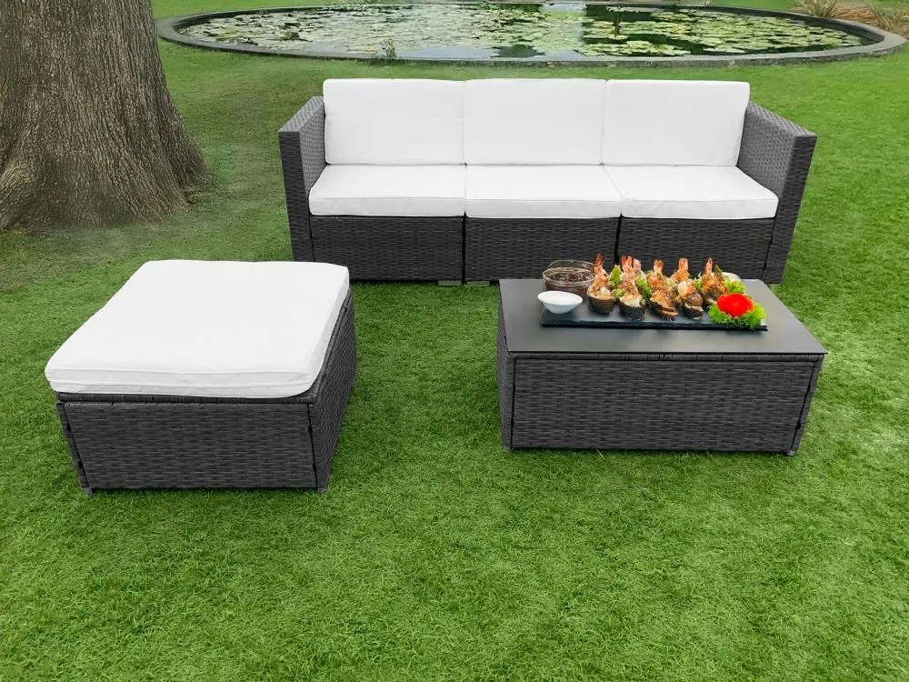 ZÁHRADNÝ SET ADRINA ŠEDÝ POHOVKA + TABURET + STÔL