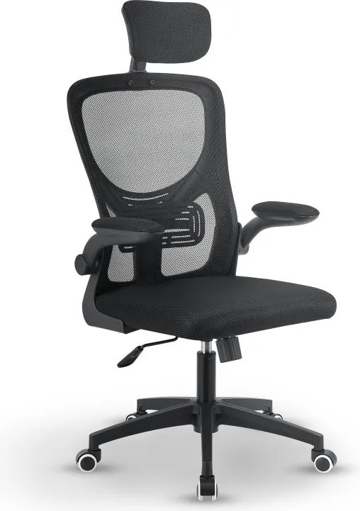 Ergonomická kancelárska stolička, čierna s opierkou hlavy
