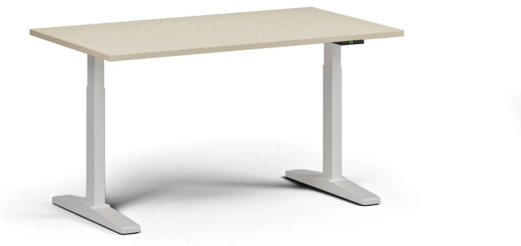 Výškovo nastaviteľný stôl, elektrický, 675-1325 mm, doska 1400x800 mm, biela podnož, grafit