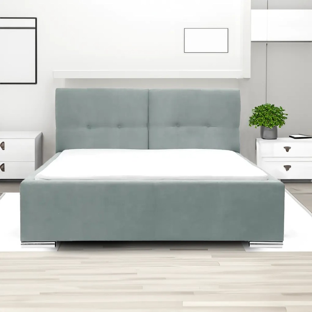 Čalúnená posteľ s úložným priestorom a matracom FELIX 160 x 200 cm Mäta