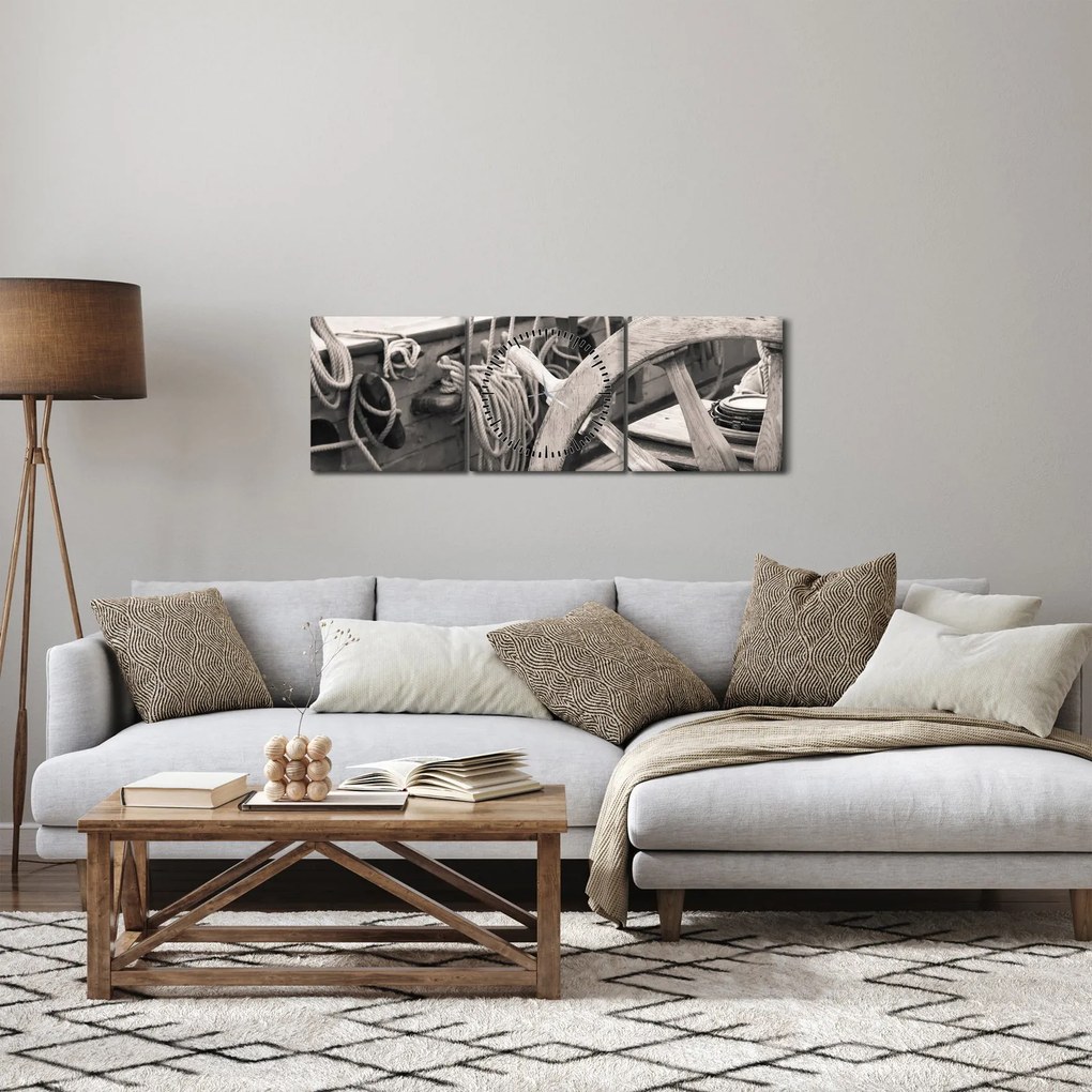 Obraz - Kormidlo plachetnice (s hodinami) (90x30 cm)