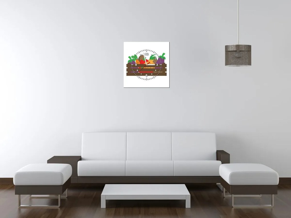 Gario Obraz s hodinami Bednička so zeleninou Rozmery: 40 x 40 cm