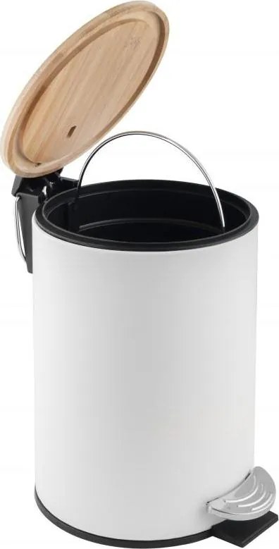 Odpadkový kôš do kúpeľne VINCENT s bambusovým krytom 3l - softclose - biely
