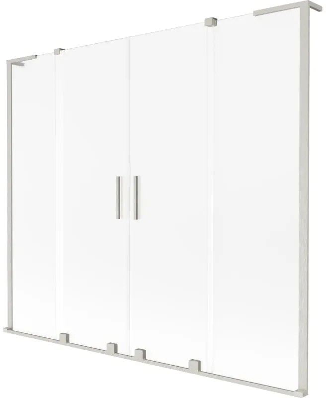 Mexen Velar L Duo, 2-krídlová posuvná vaňová zástena 170 x 150 cm, 8mm sklo námraza, brúsená oceľ, 896-170-003-32-97