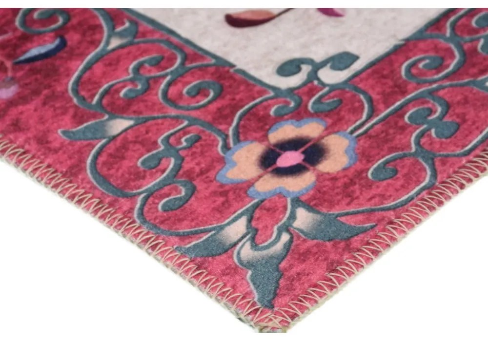 Červeno-krémový prateľný koberec 80x50 cm - Vitaus