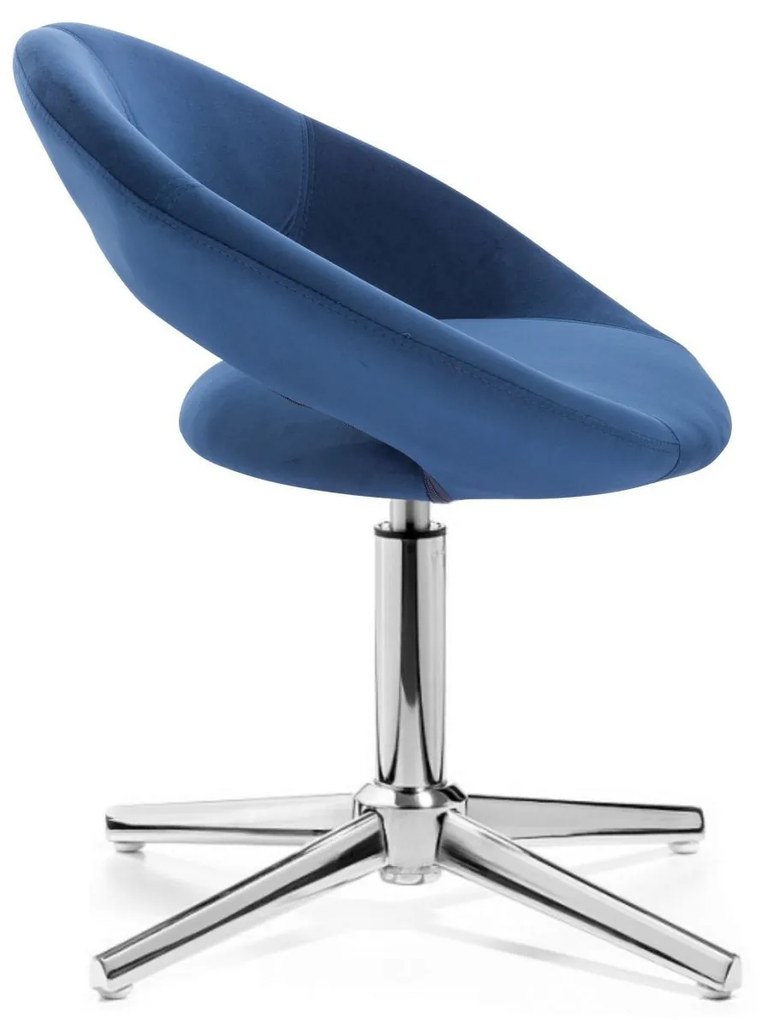 LuxuryForm DESIGN Stolička NAPOLI VELUR na striebornom kríži - modrá