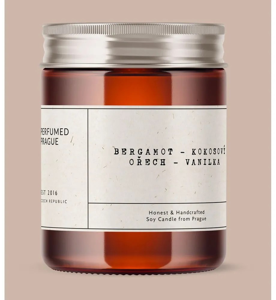 Vonná sójová sviečka doba horenia 40 h #32 Bergamot, Coconut, Vanilla – Perfumed Prague