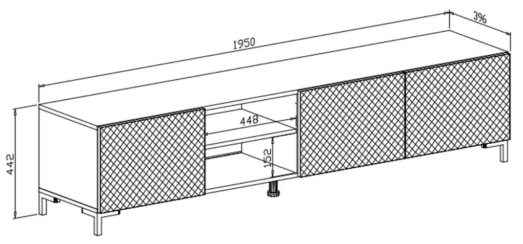 TV STOLÍK DAMIEN BIELY LESK 195 cm
