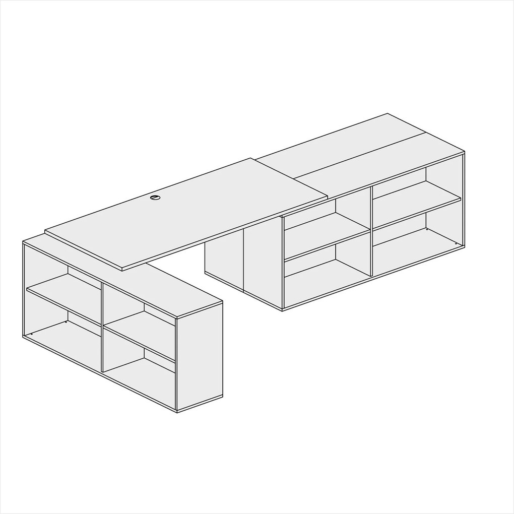 Kancelársky písací stôl s úložným priestorom BLOCK B02, 320x160 cm, dub prírodný/grafit