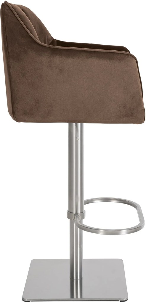 Barová stolička Damaso E - zamat, nerez rám - Hnedá