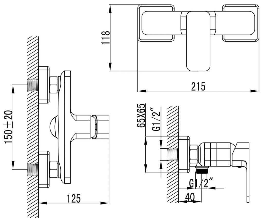 Aqualine FACTOR nástenná sprchová batéria, chróm FC411