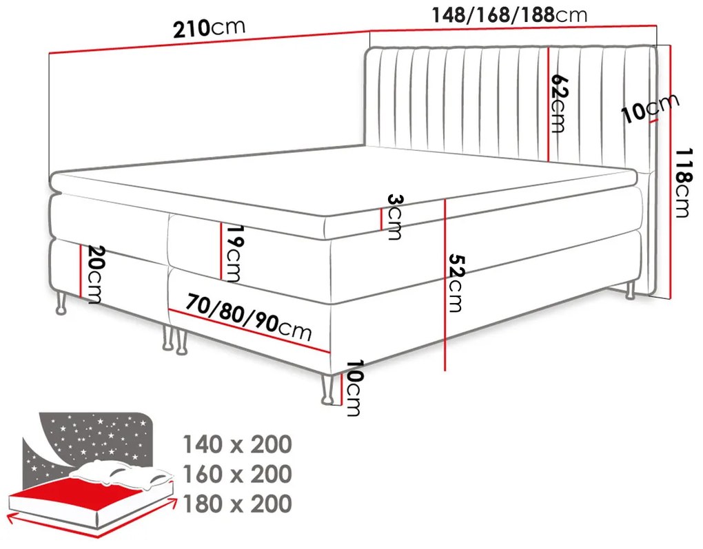 Manželská posteľ Boxspring 180 cm Rondel (fresh 11). Vlastná spoľahlivá doprava až k Vám domov. 1054097