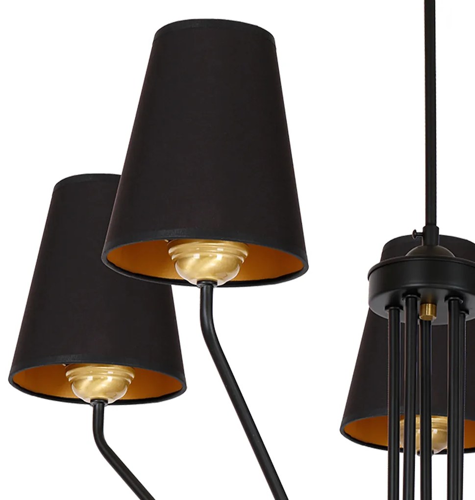 Luster Victoria, 5x čierne textilné tienidlo, b/g
