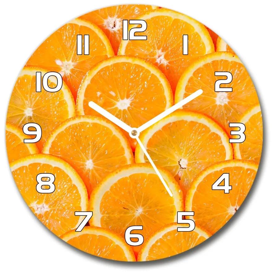 Sklenené hodiny okrúhle Plátky pomarančov pl_zso_30_f_82047146