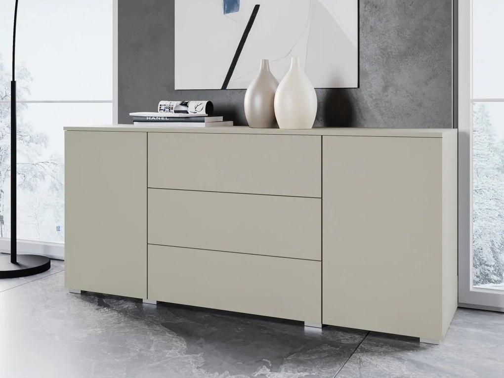 Komoda so zásuvkami Bamisio 150, Farby: biela / biely lesk