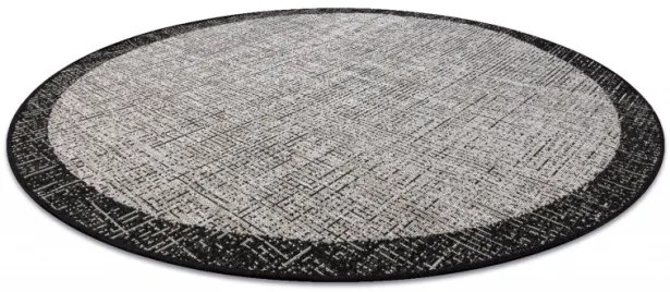 Koberec SIZAL FLOORLUX kruh 20401 Ramka strieborný/čierny