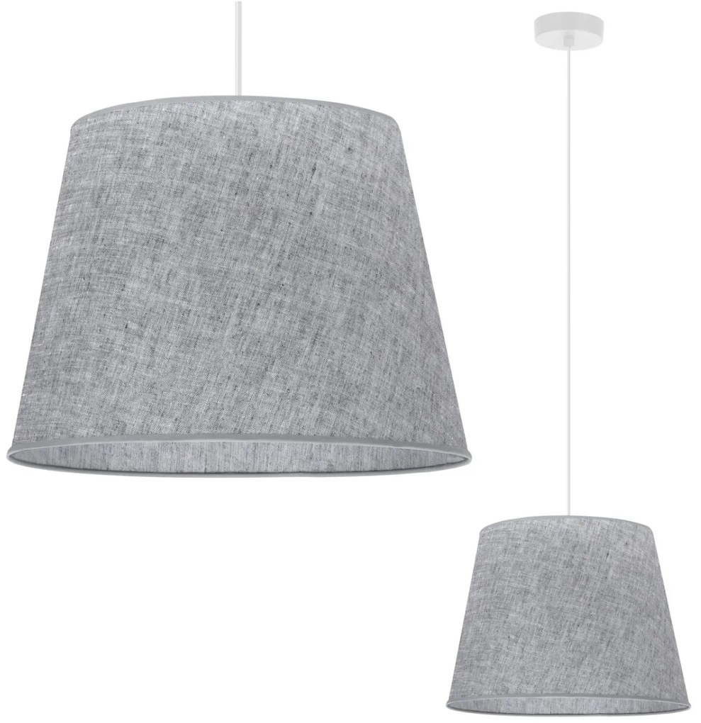 Závesné svietidlo Len1, 1x šedé textilné tienidlo, (fi 38 cm), w