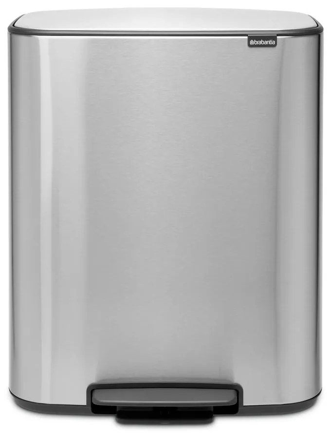 Nášľapný oceľový odpadkový kôš na triedený odpad v matne striebornej farbe 60 l Bo – Brabantia