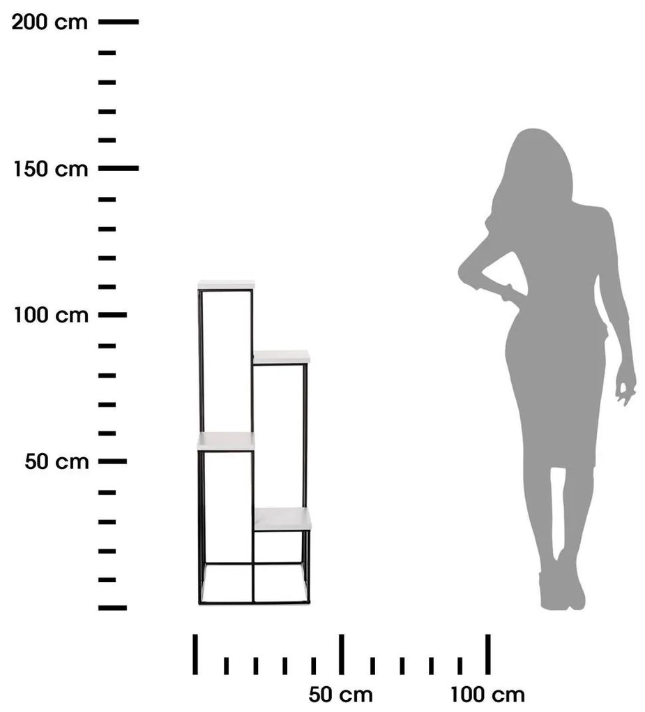 Kvetinový stojan v industriálnom štýle 110 cm čierny/biely