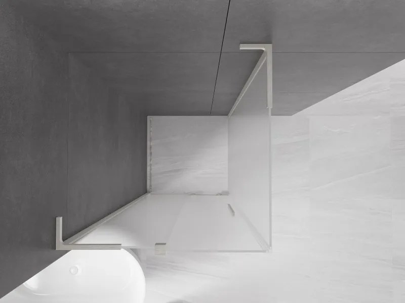 Mexen Velar L, sprchový kút s posuvnými dverami 100 x 100 cm, 8mm sklo námraza, brúsená oceľ, 871-100-100-33-97