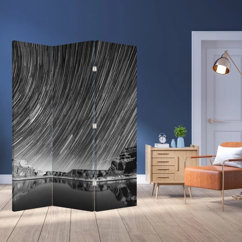Paraván - Čiernobiela hviezdna obloha (126x170 cm)