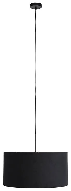 Závesné svietidlo s čiernym zamatovým tienidlom so zlatom 50 cm - Combi