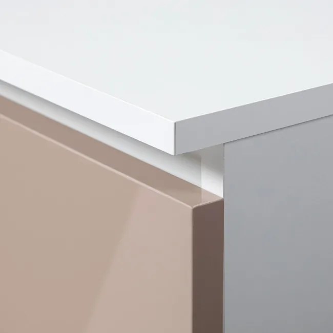 Nočný stolík CL3 60 cm biely / cappuccino, lesk