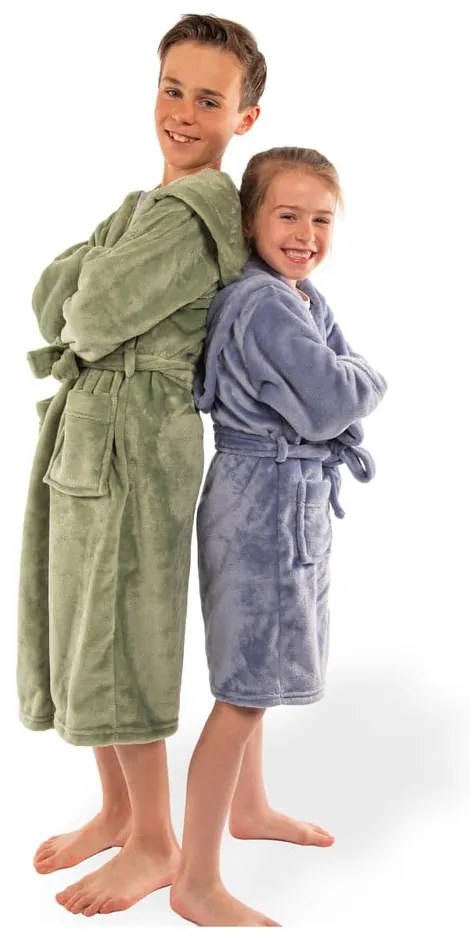 Zelený detský župan z mikroplyšu Delux – Tiseco Home Studio