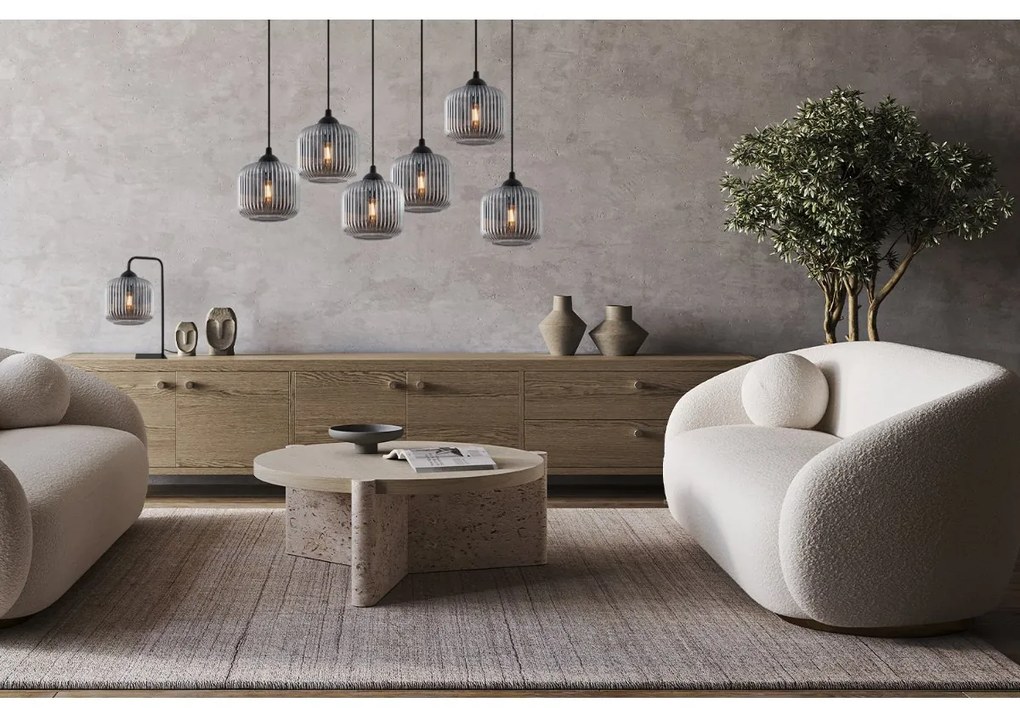 Stolná lampa Riffle, 1x grafitové sklenené tienidlo