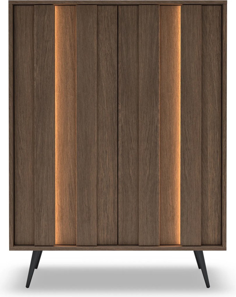 Vysoká komoda Flaro 93 cm s osvetlením - dub dunin