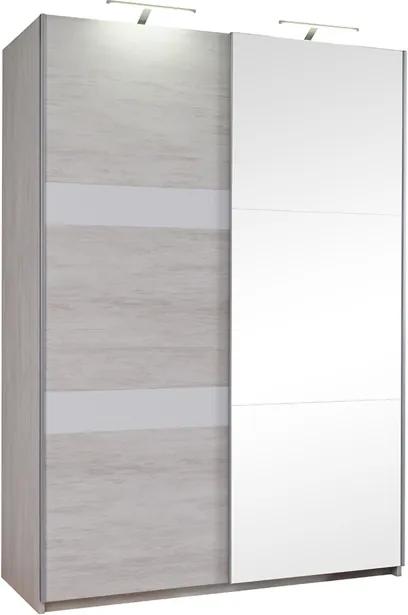GB Šatníková skriňa VERDE 150 Farba: dub biely/biela, Variant zrkadlo: So zrkadlom