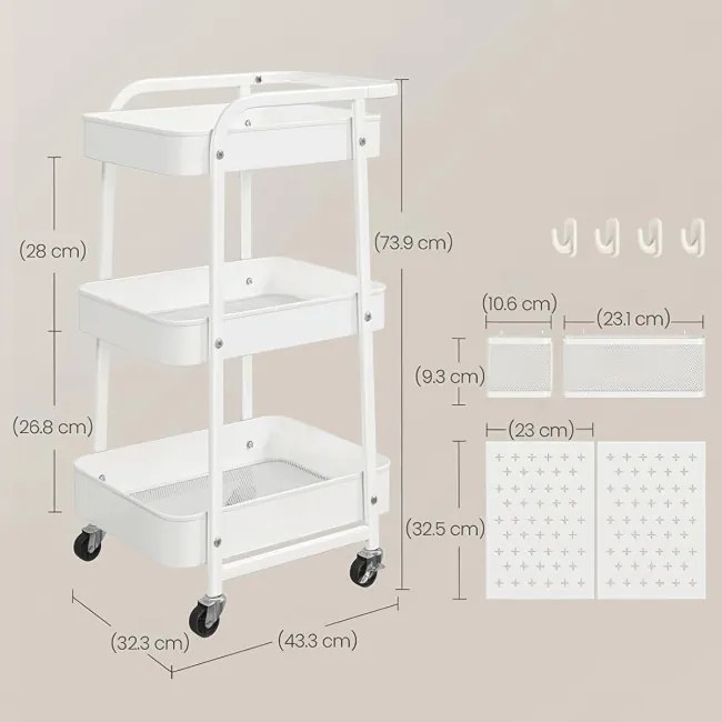 Pojazdný úložný vozík biely APV-E1037 WT