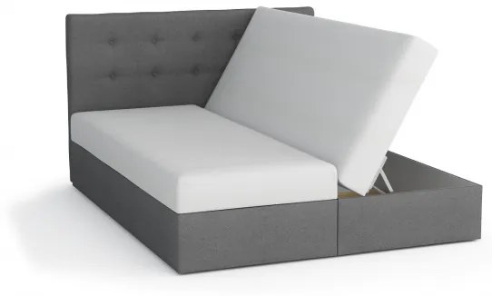 Manželská postel v eko kůží s úložným prostorem 160x200 LUDMILA - bílá / šedá