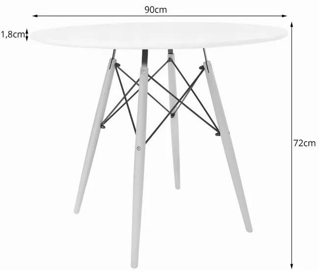 Jedálenský stôl TODI biely 90 cm so štyrmi stoličkami OSAKA sivé