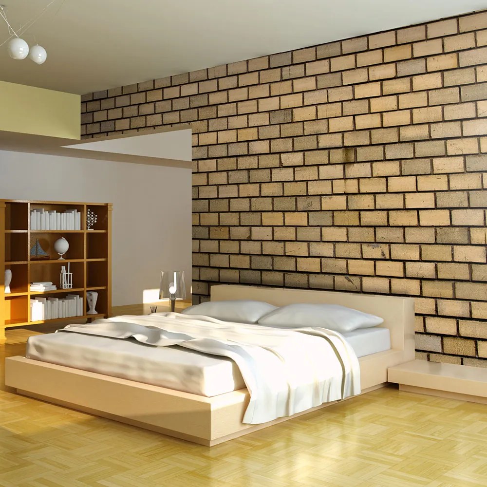 Fototapeta Bimago - Brick wall in beige color + lepidlo zadarmo 200x154 cm