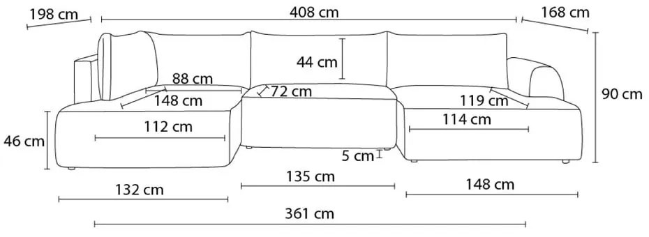 Tmavosivá menčestrová rozkladacia/s úložným priestorom rohová pohovka (ľavý roh/do tvaru "U") Lucien – Bobochic Paris