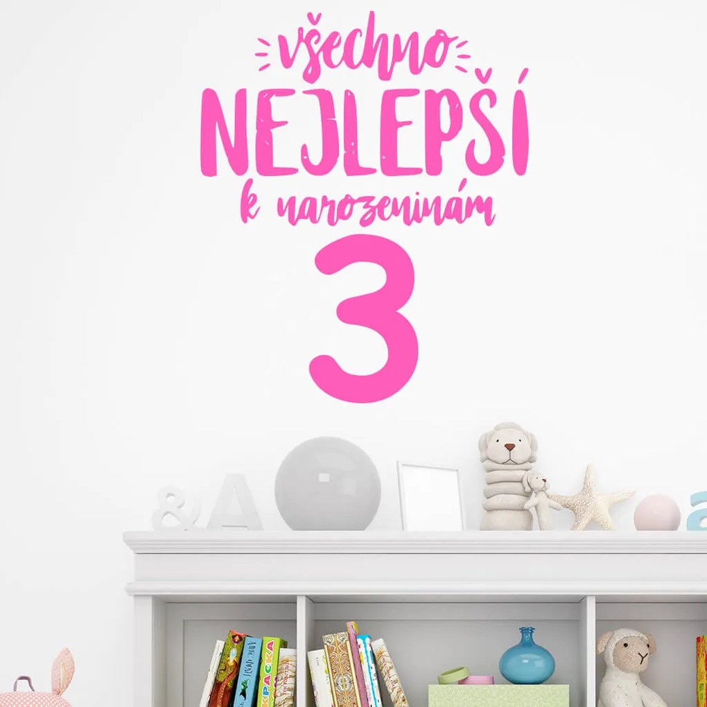 Veselá Stena Samolepka Všetko najlepšie Farba: černá, Veľkosť: 40 x 33 cm