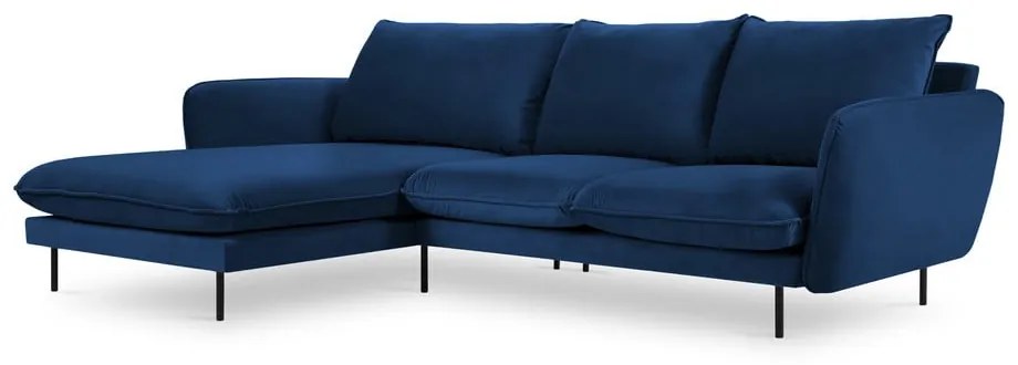 Modrá zamatová rohová pohovka (ľavý roh) Vienna – Cosmopolitan Design