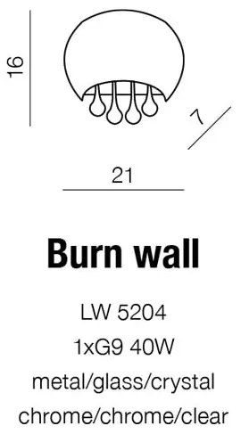 Krištáľové svietidlo AZZARDO BURN wall chróm AZ0911