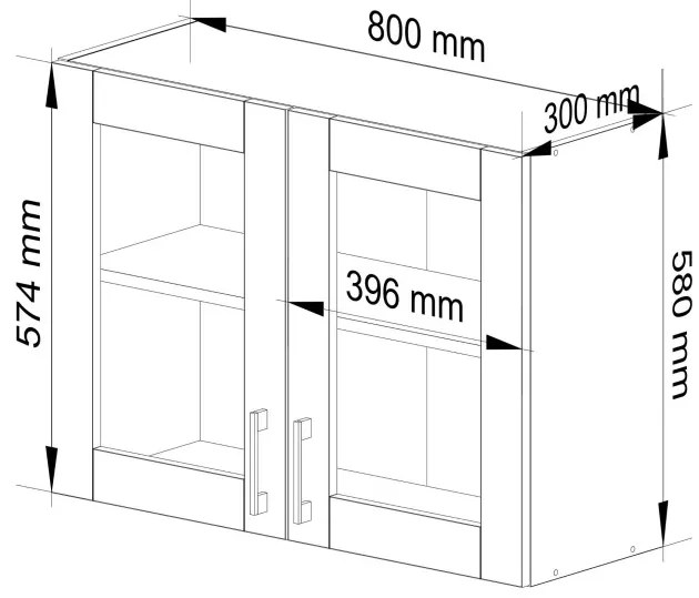 Horná kuchynská skrinka LIMA W80 H580 biela / dub sonoma
